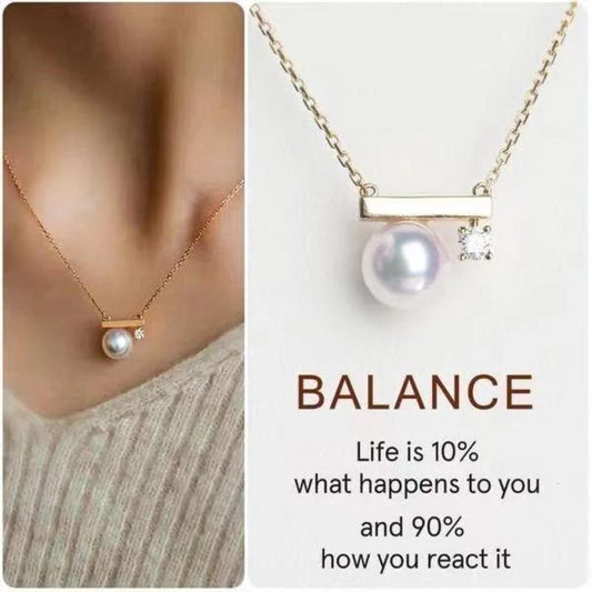 Life is 90% How You React it Pearl Balance Necklace