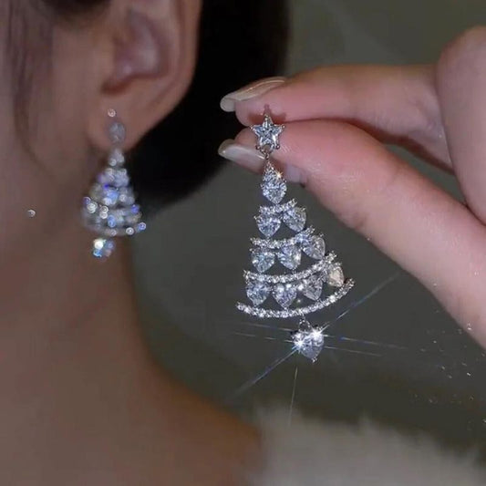 Christmas Tree Earrings - 925 Silver Pin Earrings
