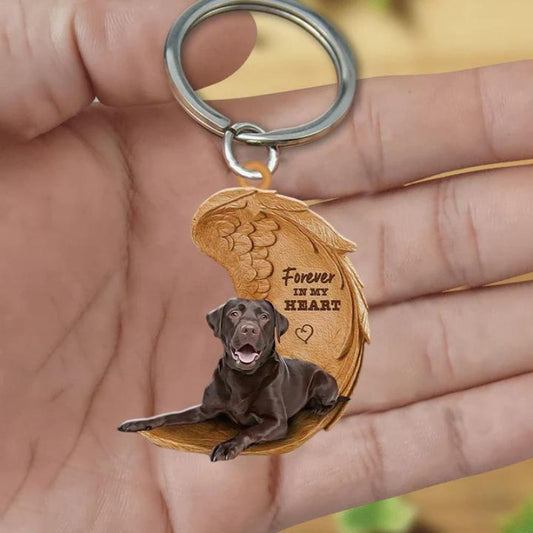 Chocolate Labrador Retriever Forever In My Heart Acrylic Keychain FK002