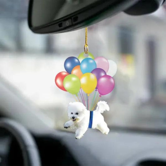 Bichon Frise Fly With Bubbles Car Hanging Ornament BC019