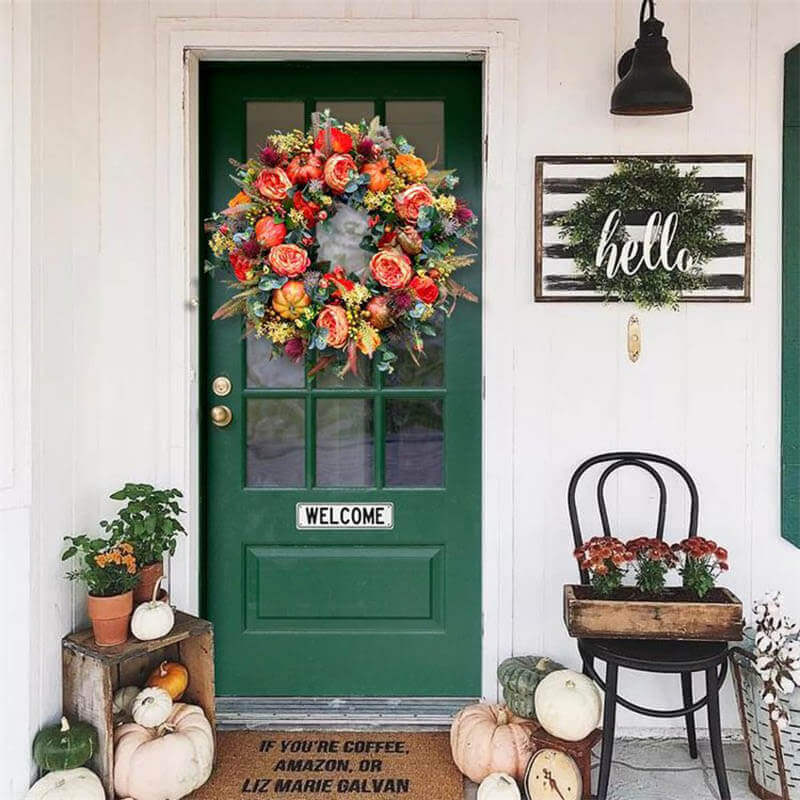 Fall Peony And Pumpkin Wreath - Year Round Wreath