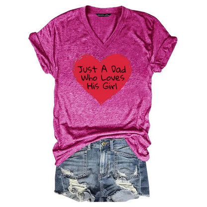 Just A Dad Who Loves His Girl V-Neck T-Shirt