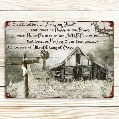 Old Barn Painting Dandelion Field I Still Believe In Amazing Grace Retro Metal Tin Sign Vintage Sign For Home Wall Decor