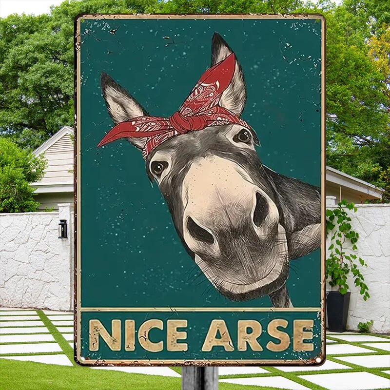 Vintage Metal Sign, Nice Donkey Fun Animal For Home Bathroom Farmhouse Bedroom Indoor And Outdoor Decoration