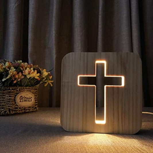 Cross Wooden Decorative Light