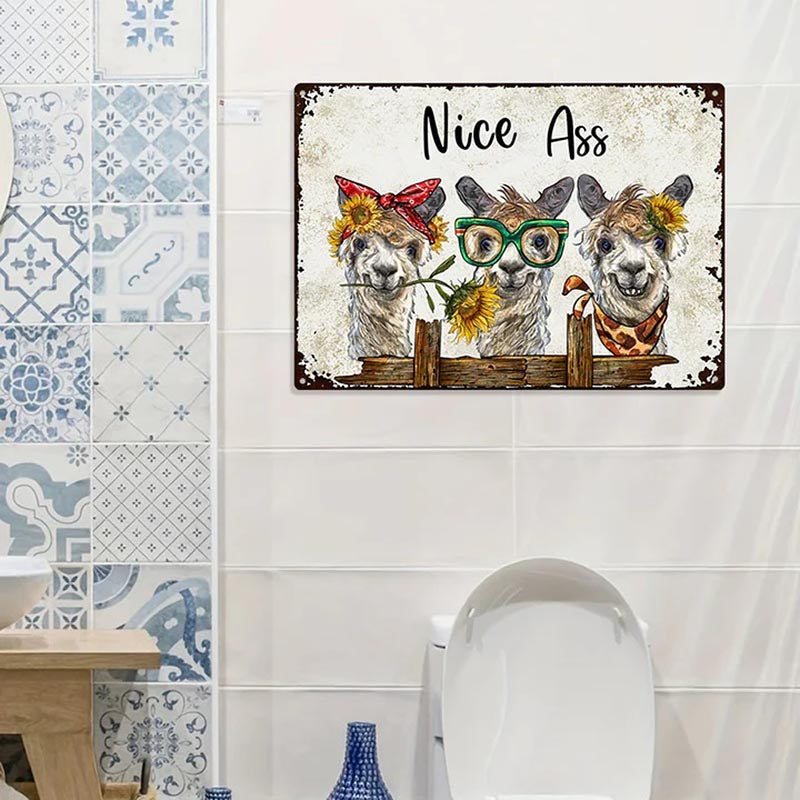 Metal Sign Vintage Retro Funny Alpaca For Bathroom Outdoor Sign Farm Sign Humorous Gifts For Besties Friends Family