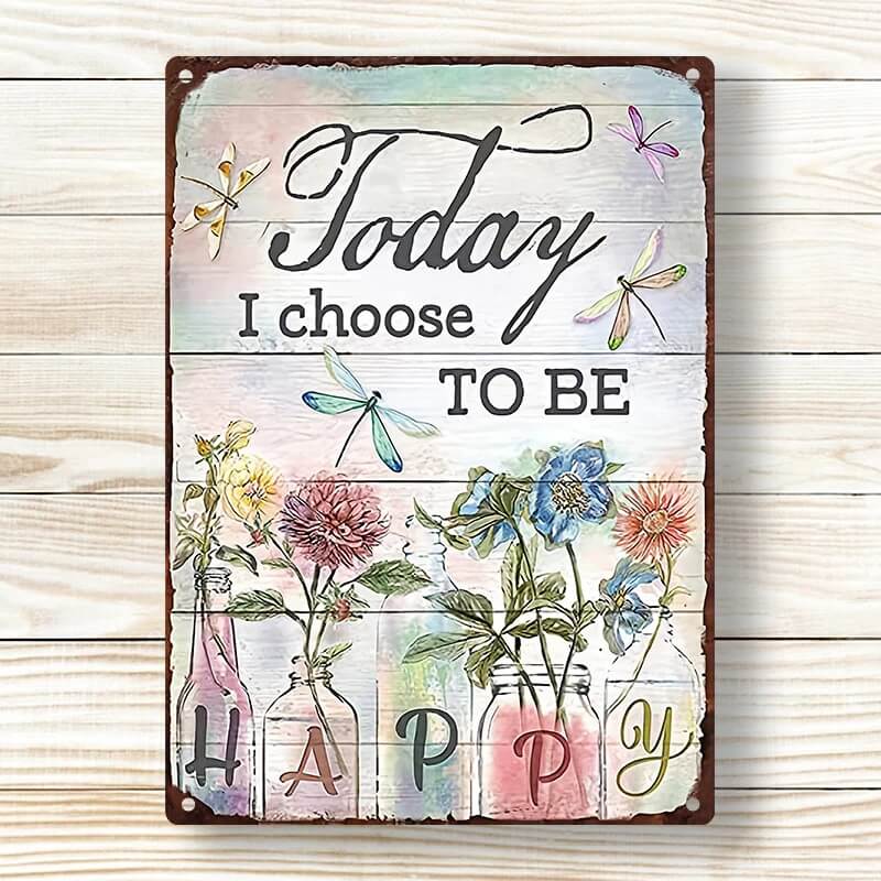 Choose Happiness: Inspirational Garden Metal Sign for Home Wall Decor