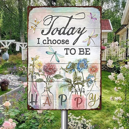 Choose Happiness: Inspirational Garden Metal Sign for Home Wall Decor