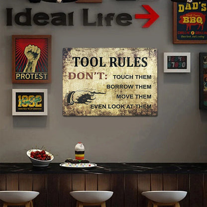 Metal Sign Retro Rules: Add A Touch Of Shabby Chic To Your Home With This Metal Wall Art Sign