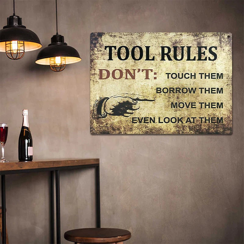 Metal Sign Retro Rules: Add A Touch Of Shabby Chic To Your Home With This Metal Wall Art Sign