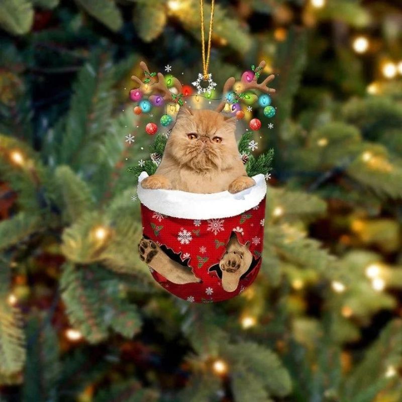 Cat In Snow Pocket Christmas Ornament SP167
