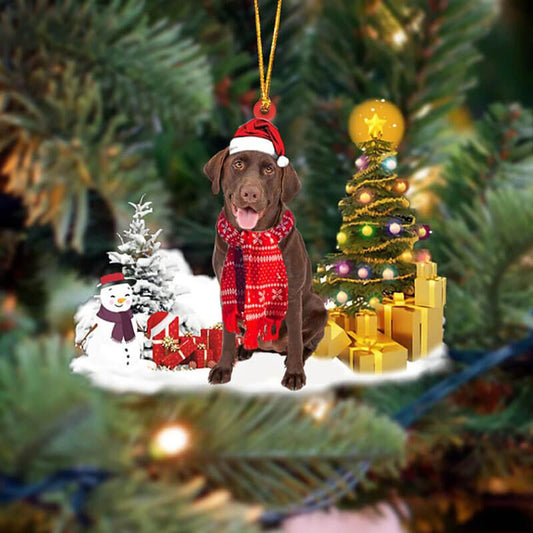 Chocolate Labrador Retriever Christmas Ornament SM006