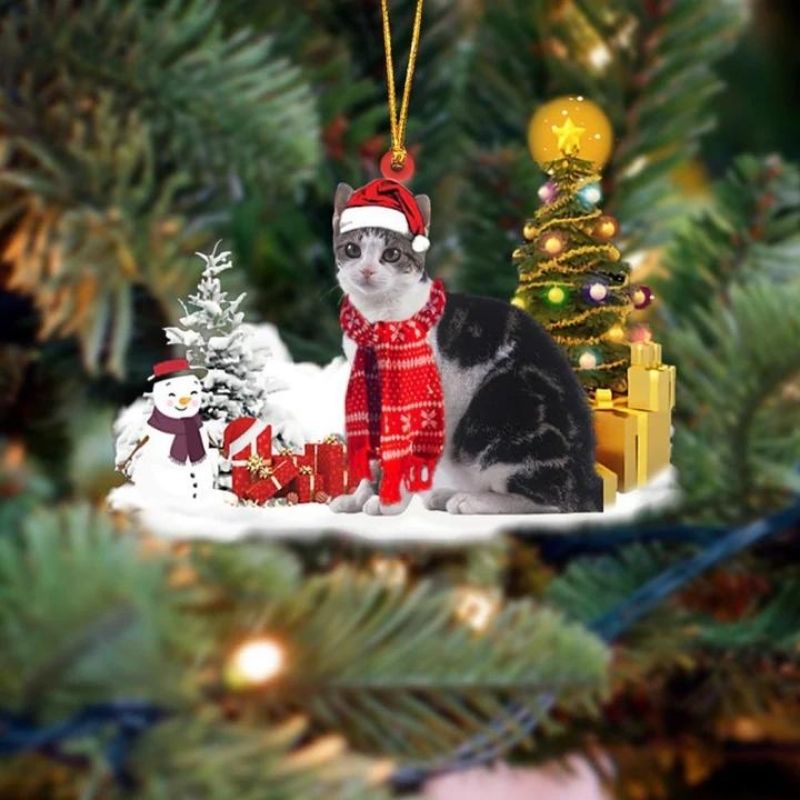 American Wirehair Cat Christmas Ornament SM065