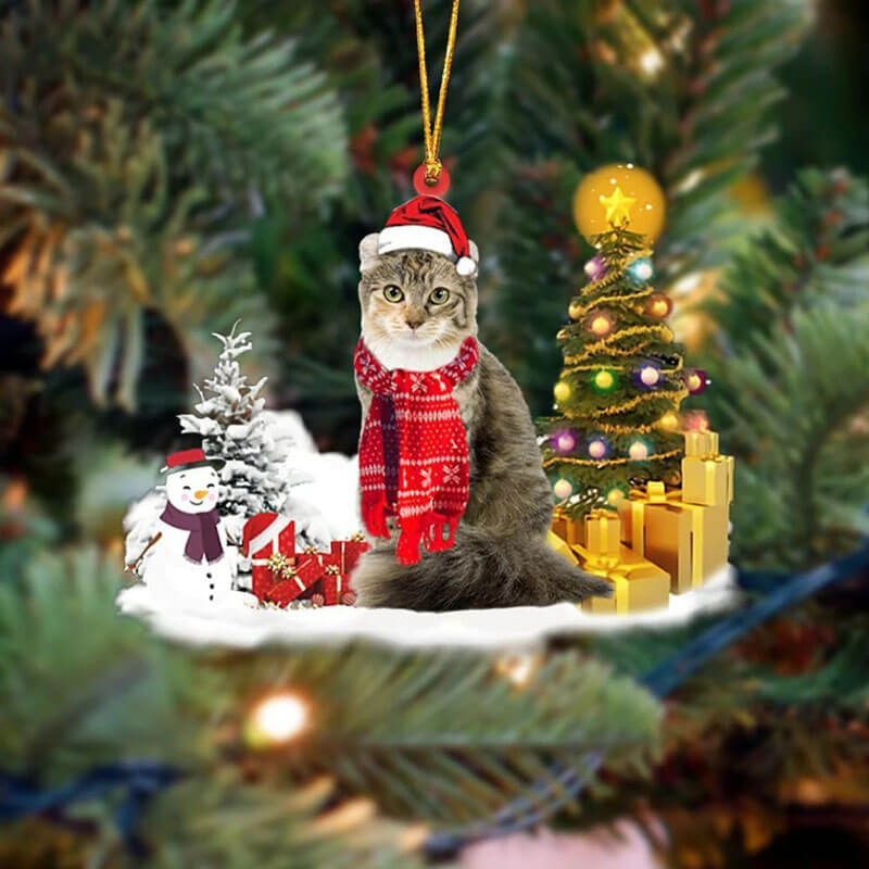 American Curl Cat Christmas Ornament SM148