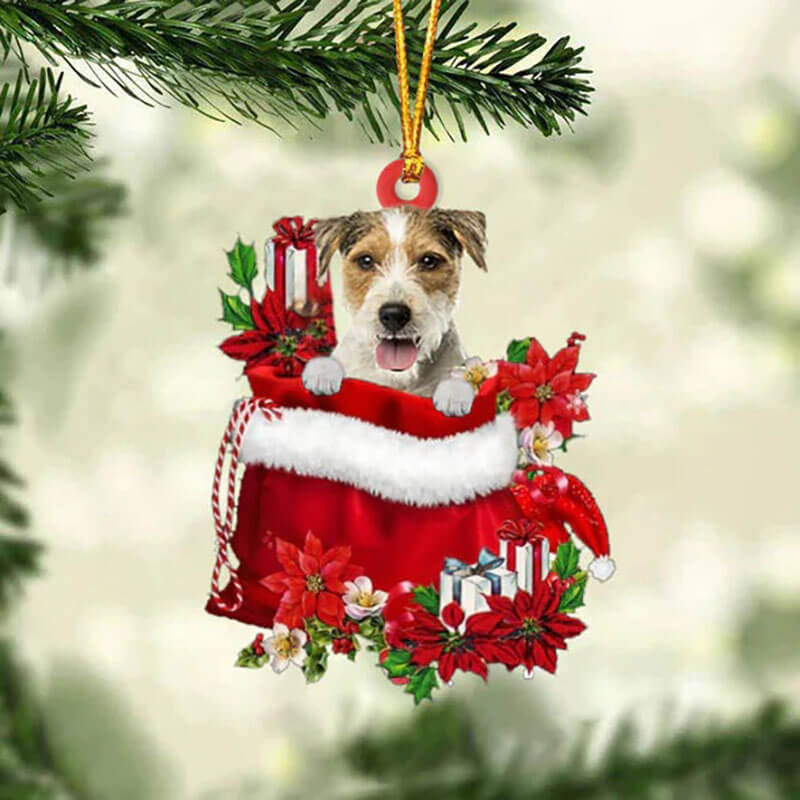 Parson Russell Terrier In Gift Bag Christmas Ornament GB122