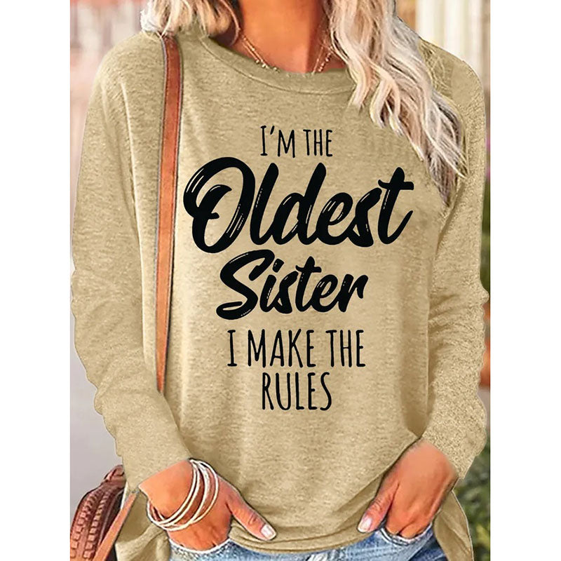 Women's Funny Sister Gift Casual Long Sleeve Top