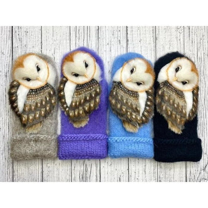 Hand Knitted Wool Nordic Mittens with Owls