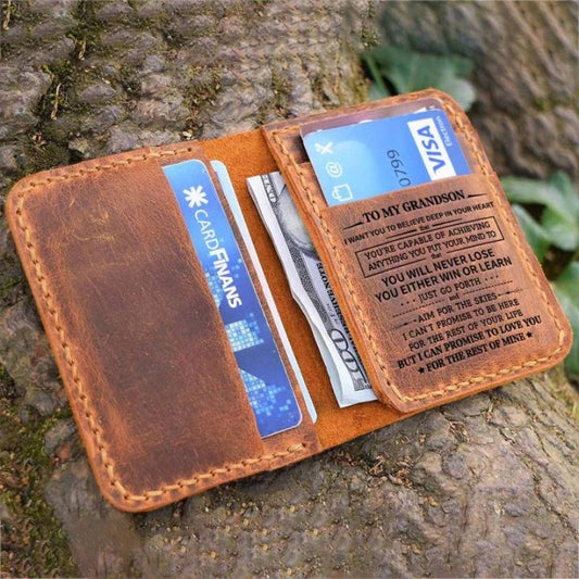 To My Grandson - Leather Bifold Wallet
