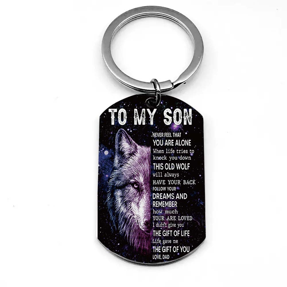 Dad To Son - Life Gave Me The Gift Of You - Wolf Multi Colors Personalized Keychain - A885
