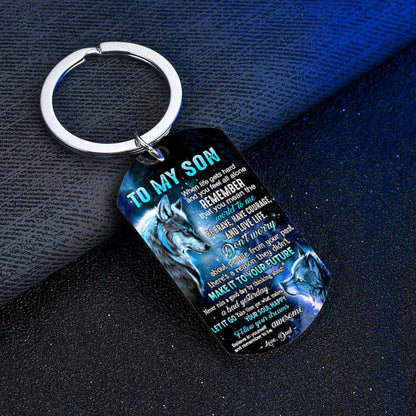 Dad To Son - Let It Go - Wolf Multi Colors Personalized Keychain - A882