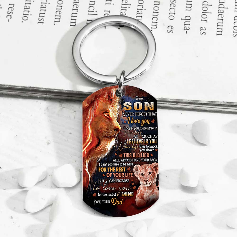 Dad To Son - Never Forget That I Love You - Lion Multi Colors Personalized Keychain - A883