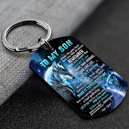 Dad To Son - Let It Go - Wolf Multi Colors Personalized Keychain - A882