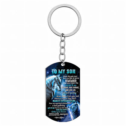 Mom To Son - Let It Go - Wolf Multi Colors Personalized Keychain - A882